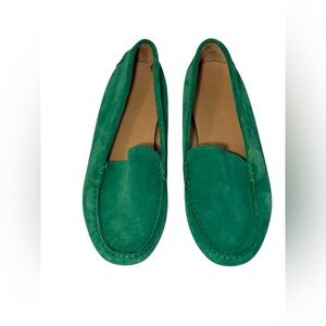 Felize Uomo Green Suede Driving Moccasins Loafers Italy Size 8.5 Gommini Sole